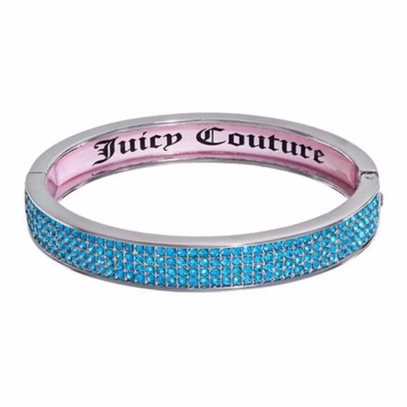 JUICY COUTURE Bracelet Bangle Crystal Bohemian Blue Silver Tone - Picture 1 of 3